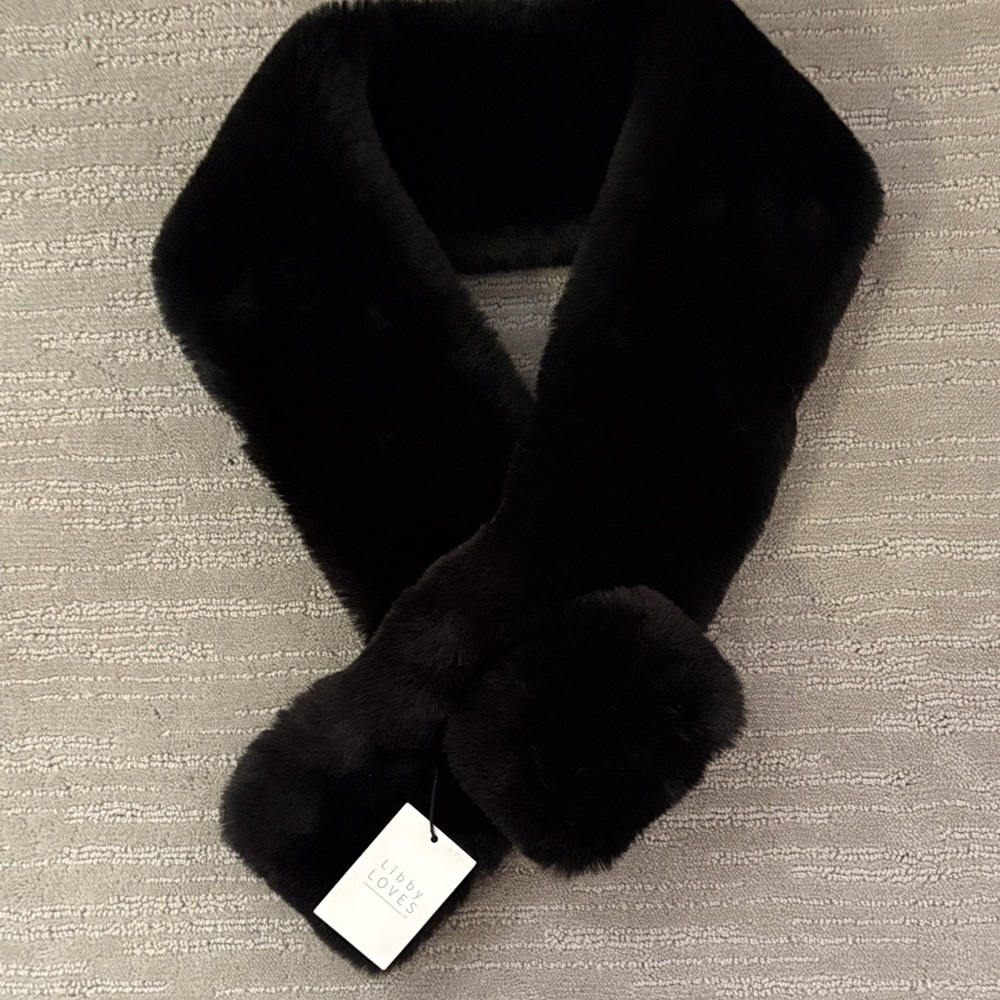 Brand New -Black Faux Fur Scarf